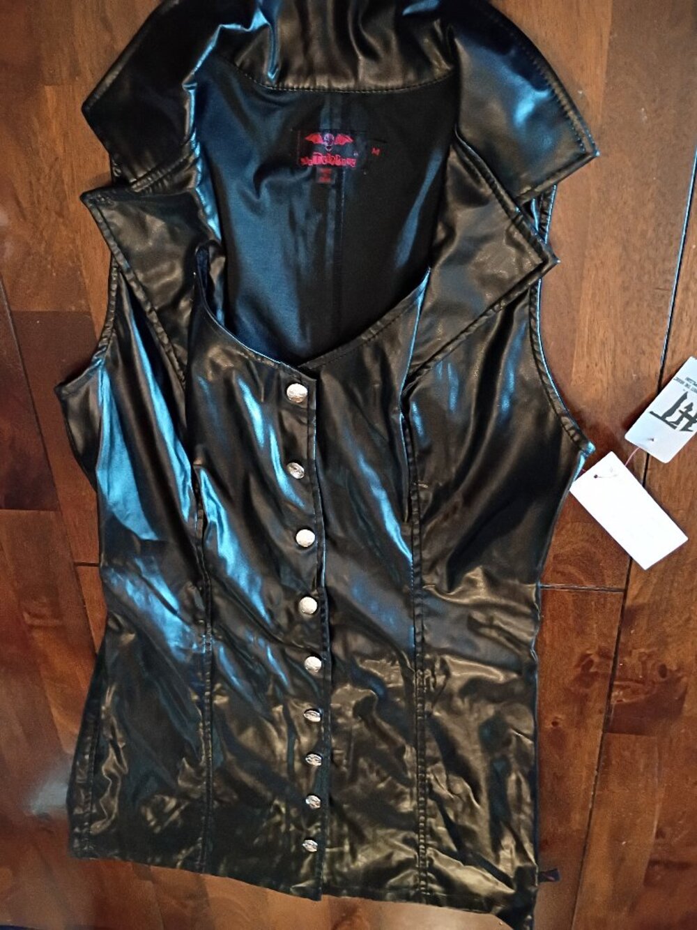 Tripp NYC Patent Leather Button up Tank